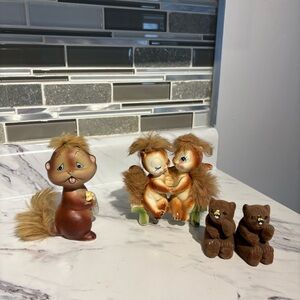Vintage Squirrel Beaver Bears figurine trinket lot